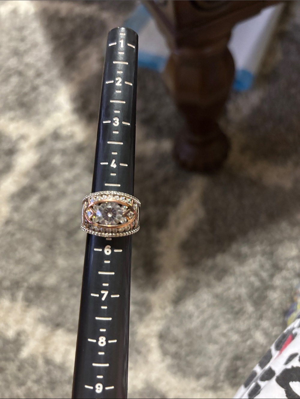JTV Rose Gold and Silver Crystal Halo Ring